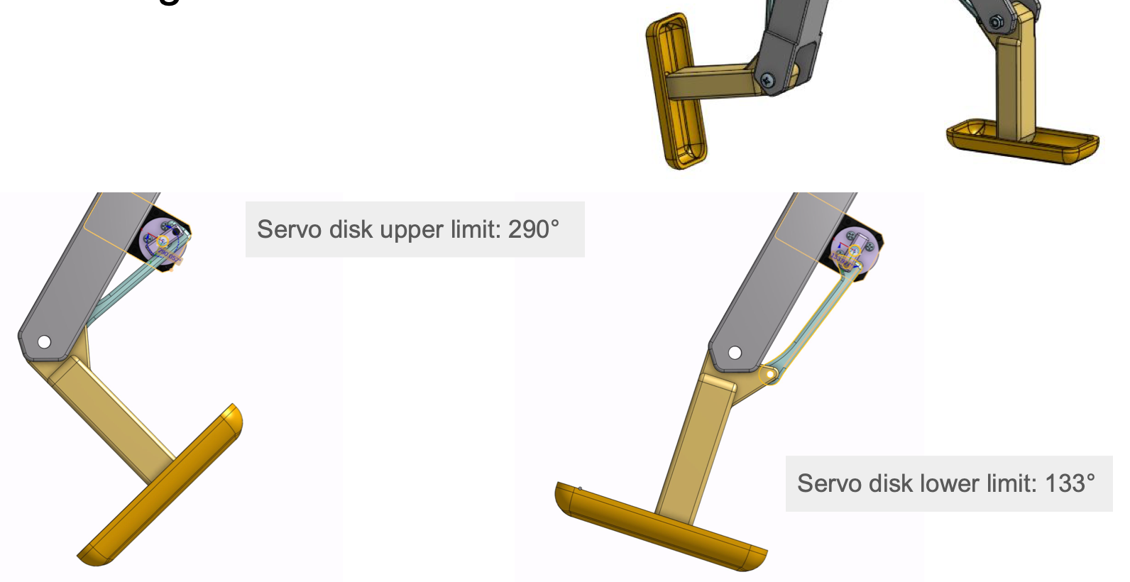Knee linkage — servo disk angle limits